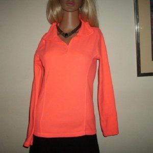 Old Navy Thin Sweatshirt Neon Orange XS/TP/XP 1/4 Zip Fitted Athletic Soft Comfy